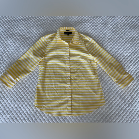 Jones New York Yellow and White Casual Button Down Shirt - Picture 6 of 12